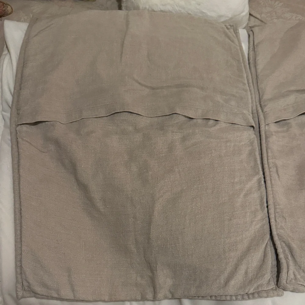 RH pair of tan Quilted Pillow Covers